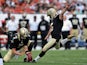 Kicker Garrett Harley #5 of the New Orleans Saints converts a 1st-quarter 44-yard field goal against the Tampa Bay Buccaneers September 15, 2013