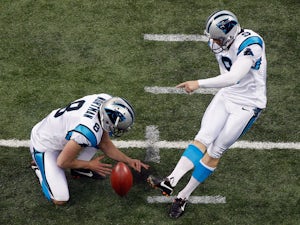 Graham Gano #9 of the Carolina Panthers kicks a field goal against the New Orleans Saints at the Mercedes-Benz Superdome on December 30, 2012 