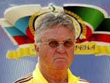 Head coach Guus Hiddink of FC Anzhi Makhachkala looks on during the Russian Cup Final match between FC Anji Makhachkala and PFC CSKA Moscow at the Akhmat-Arena Stadium on June 01, 2013