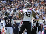 Kenny Vaccaro #32 of the New Orleans Saints reacts after sacking Jay Cutler #6 of the Chicago Bears on October 6, 2013
