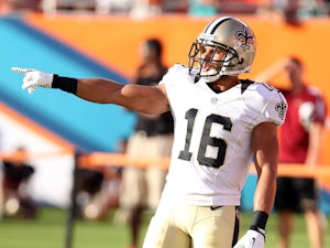 Wide Receiver Lance Moore #16 warms up prior to playing against the Miami Dolphins at Sun Life Stadium on August 29, 2013