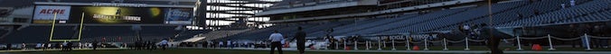 The Dallas Cowboys and Philadelphia Eagles work out before the start of their game at Lincoln Financial Field on November 11, 2012