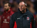 Ulster Rugby Head Coach Mark Anscombe keeps an eye on his team as they warm up for the Heineken Cup match between Ulster and Leicester Tigers at Ravenhill on October 11, 2013