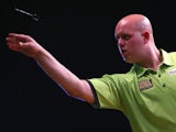 Michael van Gerwen of the Netherlands in action during his quarter-final match Clinton Bridge of Australia against during day two of the Sydney Darts Masters on August 30, 2013