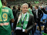 Saint-Etienne's co-president Bernard Caiazzo is pictured after winning the French League Cup final football match between Saint-Etienne and Rennes at the Stade de France on April 20, 2013