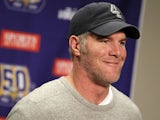 Brett Favre #4 of the Minnesota Vikings talks at a post game press conference after a 13-20 loss to the Detroit Lions at Ford Field on January 2, 2011