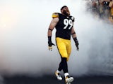 Brett Keisel #99 of the Pittsburgh Steelers screams while being introduced before the game against the Kansas City Chiefs on August 24, 2013