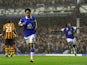 Steven Pienaar of Everton celebrates scoring his side's second goal during the Barclays Premier League match between Everton and Hull City at Goodison Park on October 19, 2013