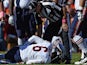 Quarterback Jay Cutler of the Chicago Bears is injured on a play against the Washington Redskins in the second quarter at FedExField on October 20, 2013