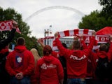 Poland fans walk down Wembley way ahead of the World Cup qualifier against England on October 15, 2013