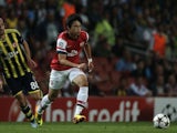 Arsenal's Japanese midfielder Ryo Miyaichi in action against Fenerbahce on August 27, 2013