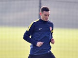 Arsenal's Belgian defender Thomas Vermaelen is seen during training for the forthcoming UEFA Champions League round of 16 football match against Bayern Munich at Arsenal's training ground, London Colney, North London, England on February 18, 2013