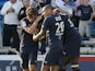 Bordeaux's players celebrates after scoring a goal during the French L1 football match between Bordeaux and Montpellier on October 27, 2013