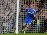 Chelsea's German striker Andre Schurrle celebrates scoring the opening goal of the English Premier League football match between Chelsea and Manchester City at Stamford Bridge in west London on October 27, 2013