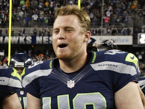 Clint Gresham of the Seattle Seahawks after defeating the Green Bay Packers 14-12 on September 24, 2012