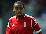 Dexter Blackstock of Nottingham Forest looks on during the pre-season friendly match between Mansfield Town and Nottingham Forest at One Call Stadium on July 13, 2013