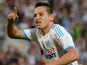 Marseille's French midfielder Florian Thauvin celebrates after scoring a goal during the French L1 football match between Marseille and Reims at the Velodrome stadium in Marseille on October 26, 2013
