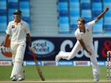 Pakistani batsman Younis Khan looks on as South African Imran Tahir bowls during the third day of the second Test cricket match between Pakistan and South Africa in Dubai on October 25, 2013