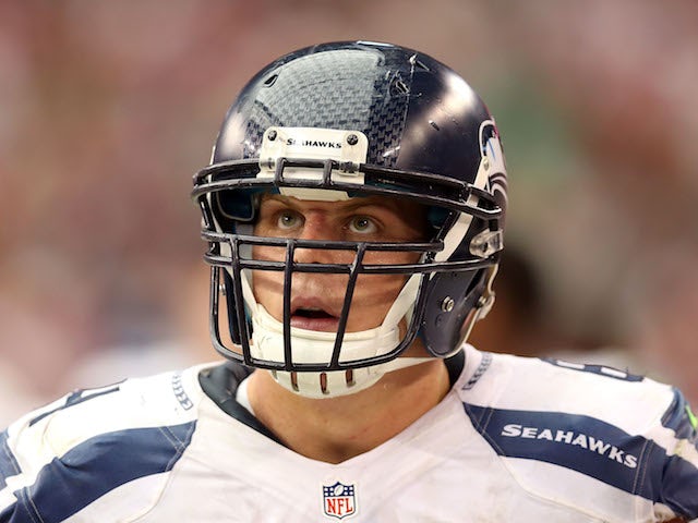 Offensive guard J.R. Sweezy of the Seattle Seahawks during the season opener against the Arizona Cardinals at the University of Phoenix Stadium on September 9, 2012