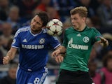 Schalke's midfielder Max Meyer and Chelsea´s Frank Lampard vie for the ball during the UEFA Champions League Group E football match Schalke 04 vs FC Chelsea in Gelsenkirchen, western Germany on October 22, 2013