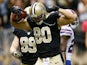 Jimmy Graham #80 of the New Orleans Saints celebrates after scoring a touchdown against the Buffalo Bills at Mercedes-Benz Superdome on October 27, 2013