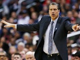 Head coach Randy Wittman of the Washington Wizards motions from the bench during the second half of the Wizards 90-86 win over the Chicago Bulls at Verizon Center on April 2, 2013
