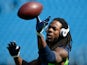 Sidney Rice of the Seattle Seahawks warms up before a game against the Carolina Panthers at Bank of America Stadium on September 8, 2013