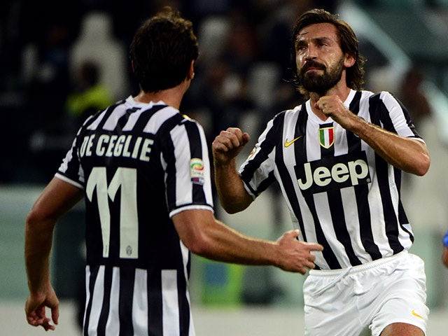 Juventus' Andrea Pirlo celebrates after scoring his team's second goal against Catania on October 30, 2013