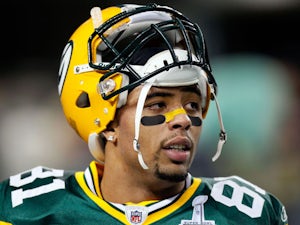 Andrew Quarless #81 of the Green Bay Packers looks on against the Pittsburgh Steelers during Super Bowl XLV at Cowboys Stadium on February 6, 2011