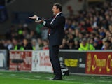 Cardiff manager Malky Mackay reacts during the Barclays Premier League match between Cardiff City and Swansea at Cardiff City Stadium on November 3, 2013