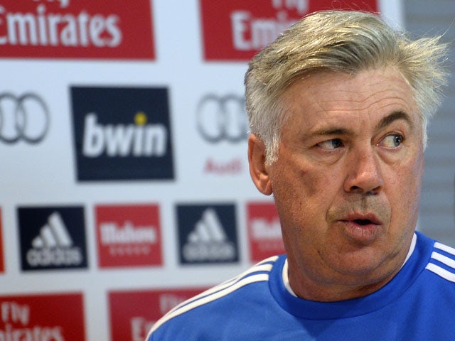 Real Madrid's Italian coach Carlo Ancelotti looks on during a press conference at Valdebebas training ground in Madrid on October 29, 2013