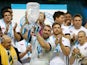 England's Chris Robshaw holds up the trophy after victory over Australia during the QBE International match on November 2, 2013