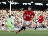 Manchester United's Dutch striker Robin van Persie celebrates scoring his team's second goal during the English Premier League football match between Fulham and Manchester United at Craven Cottage in London on November 2, 2013
