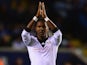 Hugo Rodallega of Fulham celebrates scoring the opening goal during the Capital One Cup fourth round match between Leicester City and Fulham on October 29, 2013