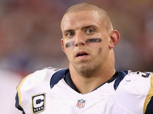 Middle linebacker James Laurinaitis of the St. Louis Rams stands on the sidelines during the NFL game against the Arizona Cardinals on November 25, 2012