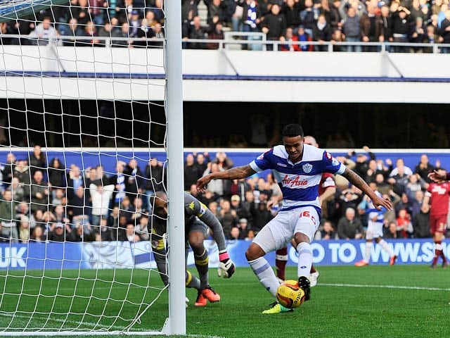 QPR's Jermaine Jenas scores the opening goal against Derby on November 2, 2013