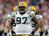 Green Bay Packers' Johnny Jolly looks on down the field during the game against Arizona Cardinals on January 3, 2010