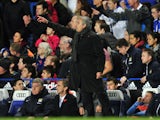 Chelsea's Portuguese manager Jose Mourinho gestures during the English Premier League football match between Chelsea and Manchester City at Stamford Bridge in west London on October 27, 2013