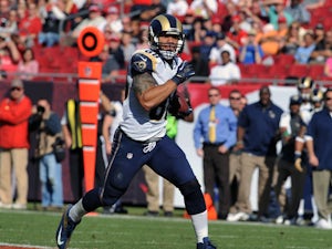 Tight end Lance Kendricks #88 of the St. Louis Rams runs 80 yards with a pass for a touchdown against the Tampa Bay Buccaneers December 23, 2012