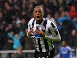 Newcastle's Loic Remy celebrates after scoring his team's second goal against Chelsea on November 2, 2013