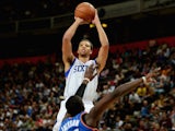 Michael Carter Williams of the Philadelphia 76ers in action during the NBA pre season match between Oklahoma City Thunder and Philadelphia 76ers at Phones 4 U Arena on October 8, 2013