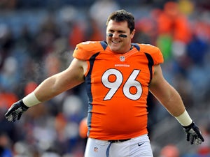 Denver Broncos' Mitch Unrein looks on during the game against Baltimore Ravens on January 12, 2013