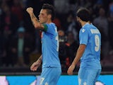 Marek Hamsik of Napoli celebrates after scoring goal 2-0 during the Serie A match between SSC Napoli and Calcio Catania at Stadio San Paolo on November 2, 2013