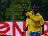 Juventus' French midfielder Paul Pogba celebrates after scoring during the Serie A football match Parma vs Juventus at 'Tardini Stadium' in Parma on November 2, 2013