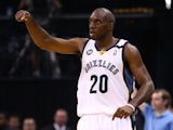 Quincy Pondexter of the Memphis Grizzlies reacts in the second half while taking on the San Antonio Spurs during Game Four of the Western Conference Finals on May 27, 2013