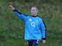 Stuart Lancaster, the England head coach issues instructions during the England training session held at Pennyhill Park on October 28, 2013