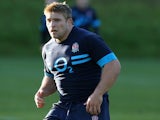 Tom Youngs looks on during the England training session held at Pennyhill Park on October 28, 2013
