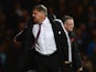 Sam Allardyce, manager of West Ham United shows his frustration during the Barclays Premier League match between West Ham United and Aston Villa at the Boleyn Ground on November 2, 2013