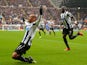Newcastle's Yoan Gouffran celebrates moments after scoring the opening goal against Chelsea on November 2, 2013