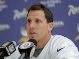 Linebacker Chad Greenway talks to members of the press during a Minnesota Vikings press conference at the Grove Hotel on September 26, 2013
